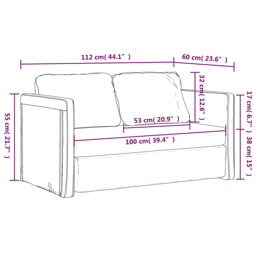 vidaXL Καναπές-Κρεβάτι Δαπέδου 2 σε 1 Taupe 112x174x55 εκ. Ύφασμα