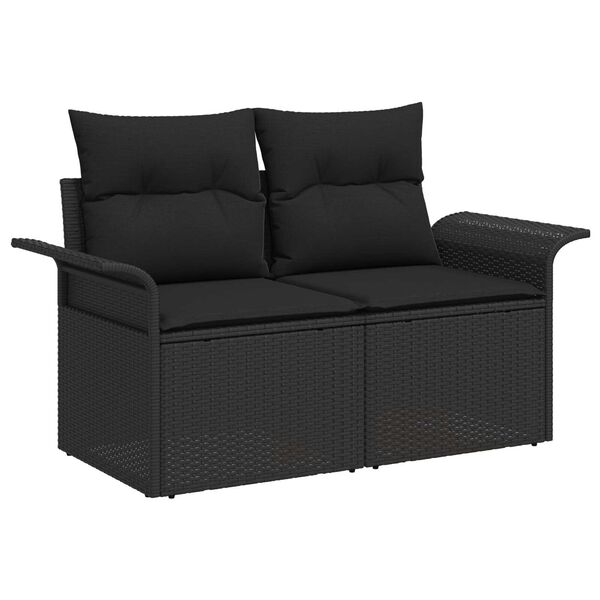 vidaXL Σετ Καναπέ Κήπου Ρυθμιζόμενο ύψος 11 pcs Μαύρο συνθετικό ρατάν