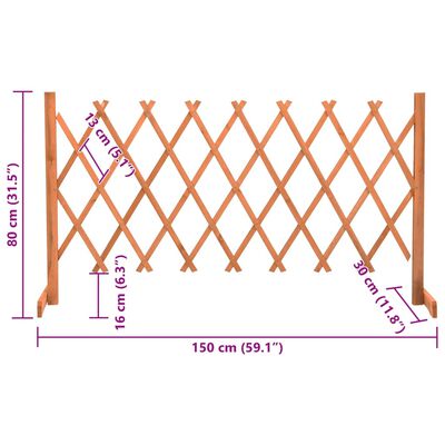 vidaXL Καφασωτό Φράχτης Κήπου Πορτοκαλί 150x80 εκ. Μασίφ Ξύλο Ελάτης