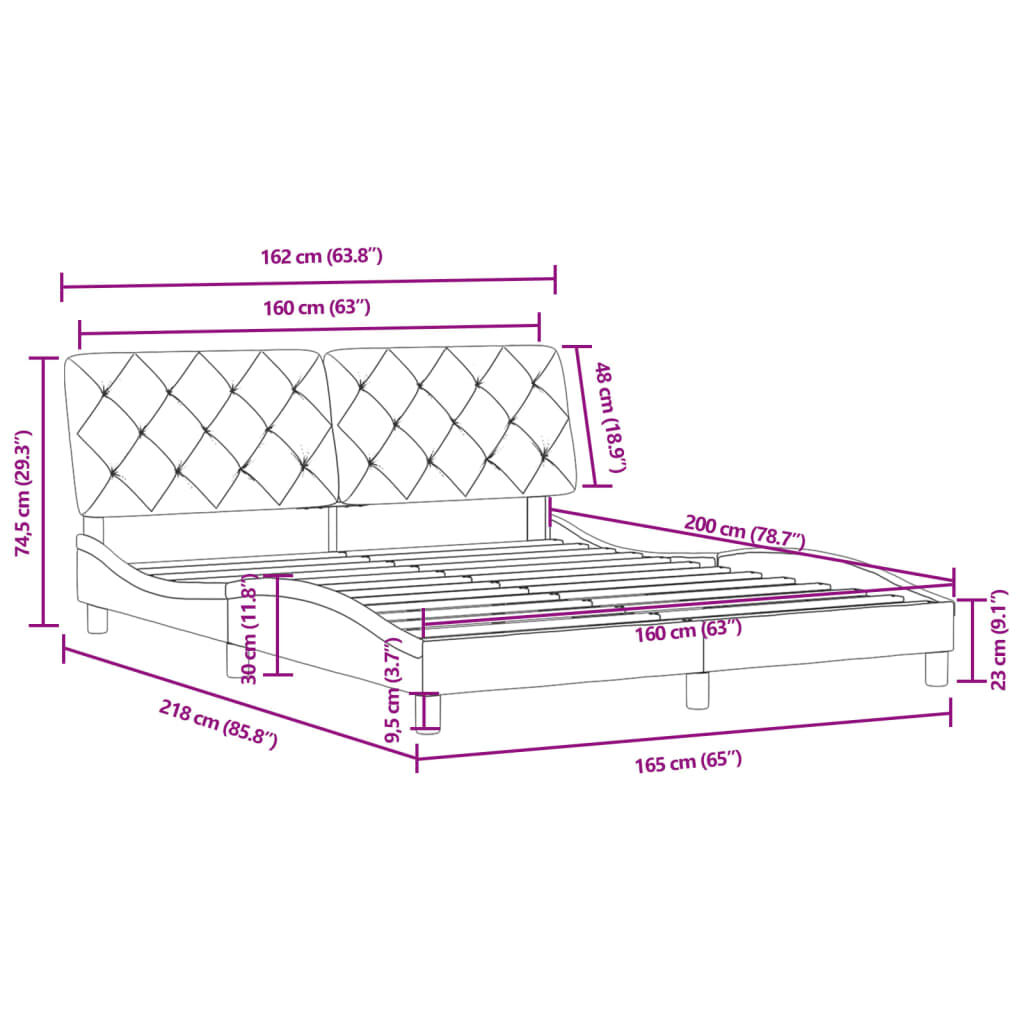 vidaXL Πλαίσιο Κρεβατιού με Κεφαλάρι Μπλε 160x200 εκ. Βελούδινο