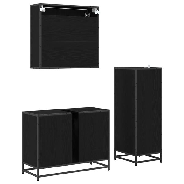 vidaXL &Sigma;&epsilon;&tau; &Epsilon;&pi;ί&pi;&lambda;&omega;&nu; &Mu;&pi;ά&nu;&iota;&omicron;&upsilon; &mu;&epsilon; &rho;ά&phi;&iota; 3 pcs &Mu;&alpha;ύ&rho;&eta; &Omicron;&xi;&upsilon;ά &Epsilon;&pi;&epsilon;&xi;&epsilon;&rho;&gamma;&alpha;&sigma;&mu;έ&nu;&omicron; &xi;ύ&lambda;&omicron;