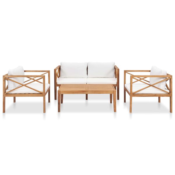 vidaXL &Sigma;&alpha;&lambda;ό&nu;&iota; &Kappa;ή&pi;&omicron;&upsilon; 4 &Tau;&epsilon;&mu;&alpha;&chi;ί&omega;&nu; &alpha;&pi;ό &Mu;&alpha;&sigma;ί&phi; &Xi;ύ&lambda;&omicron; Teak &mu;&epsilon; &Mu;&alpha;&xi;&iota;&lambda;ά&rho;&iota;&alpha;