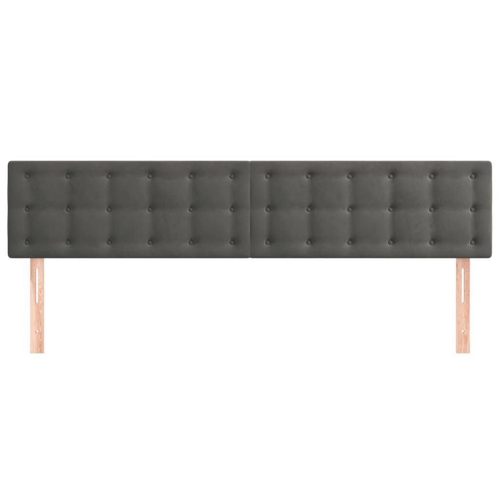 vidaXL Κεφαλάρια Κρεβατιού 2 τεμ.Σκούρο Γκρι 100x5x78/88 εκ. Βελούδινο