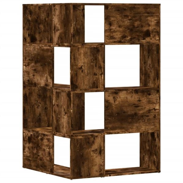 vidaXL Βιβλιοθήκη Γωνιακή 4 Επ. Καπνιστή Δρυς 85x85x140 εκ Επεξ. Ξύλο