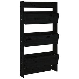vidaXL Ζαρντινιέρα Τοίχου 3 Επιπέδων Μαύρη 60x18,5x110 εκ. Μασίφ Πεύκο