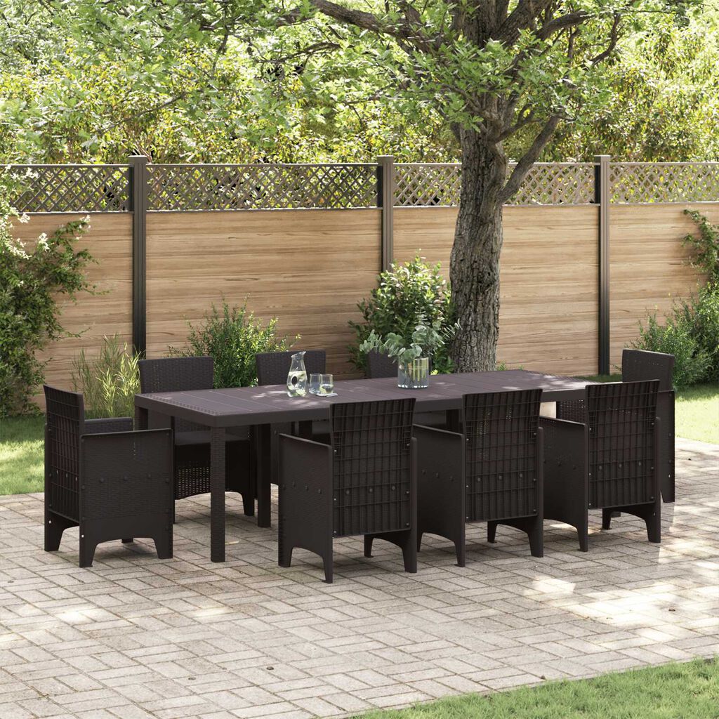 vidaXL Τραπέζι Κήπου Καφέ 250x100x73 cm Πολυ Ράτταν