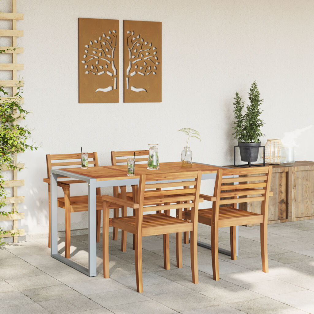vidaXL Τραπέζι Κήπου Με Πόδια σε Σχήμα U 140x80x75 εκ. Μασίφ Ακακία