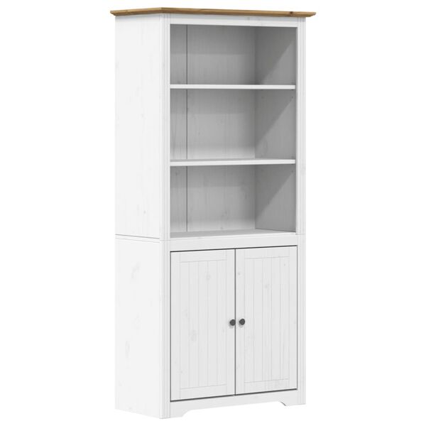 vidaXL Βιβλιοθήκη BODO Λευκή/Καφέ 82x40x173 εκ. από Μασίφ Ξύλο Πεύκου