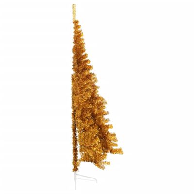 vidaXL Χριστουγεννιάτικο Δέντρο Τεχνητό Μισό με Βάση Χρυσό 240 εκ. PET
