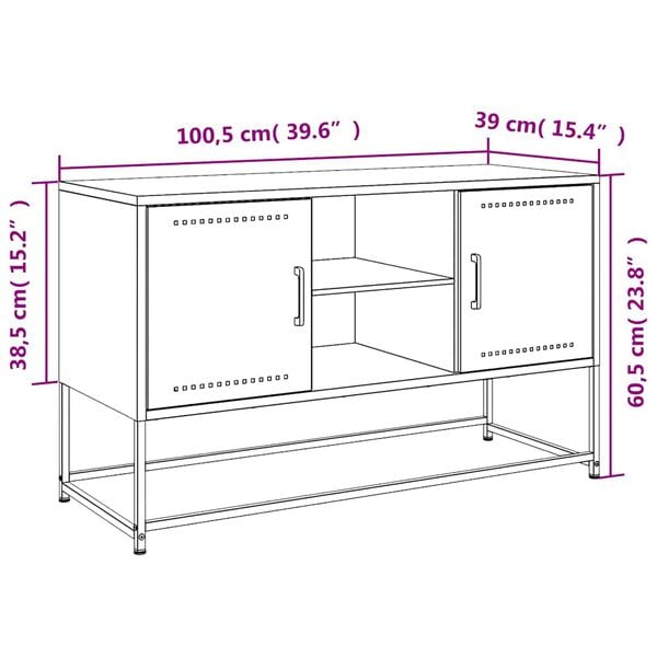 vidaXL Έπιπλο Τηλεόρασης Πράσινο Λαδί 100,5x39x60,5 εκ. από Ατσάλι