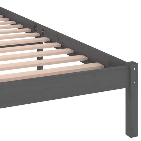 vidaXL Πλαίσιο Κρεβατιού Γκρι 140 x 200 εκ. από Μασίφ Ξύλο Πεύκου