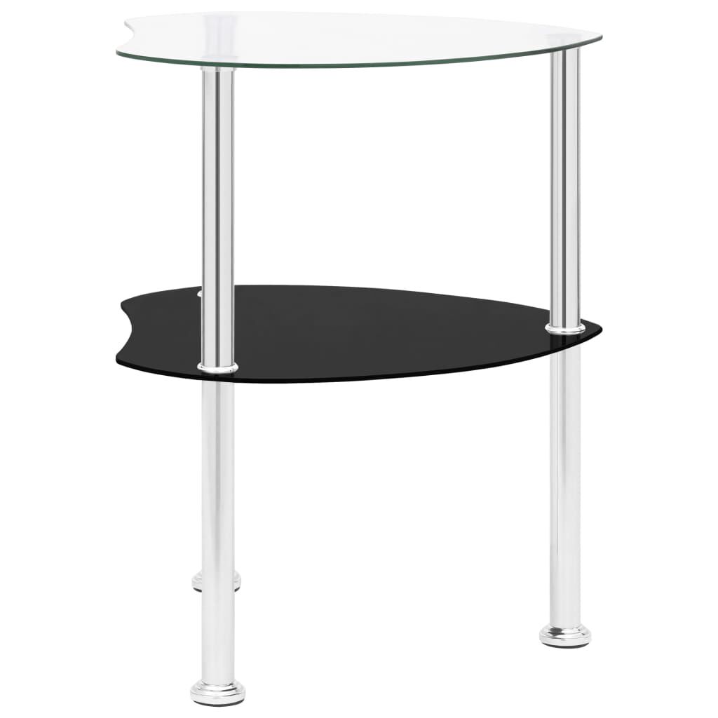 322786 vidaXL Βοηθ. Τραπέζι 2 Επ. Διαφ. & Μαύρο 38x38x50 εκ Ψημ. Γυαλί