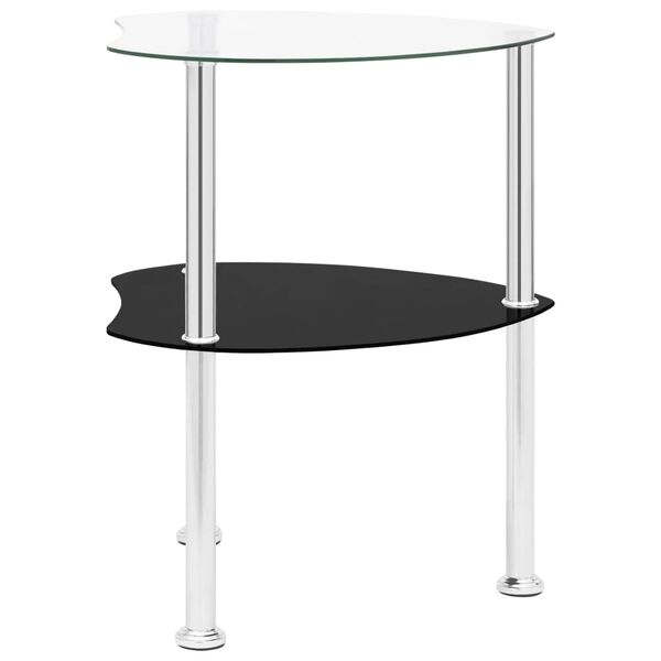 322786 vidaXL Βοηθ. Τραπέζι 2 Επ. Διαφ. & Μαύρο 38x38x50 εκ Ψημ. Γυαλί