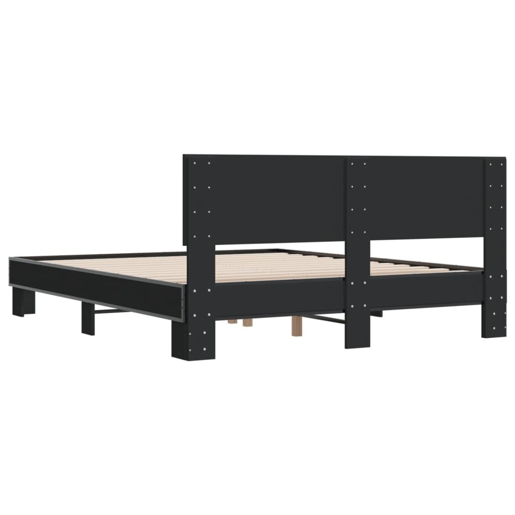 vidaXL Πλαίσιο Κρεβατιού Μαύρο 160 x 200 εκ. Επεξ. Ξύλο & Μέταλλο