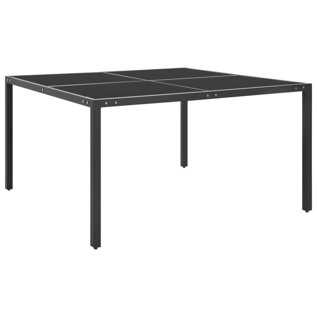 vidaXL Τραπέζι Κήπου Ανθρακί 130 x 130 x 72 εκ. από Γυαλί και Ατσάλι