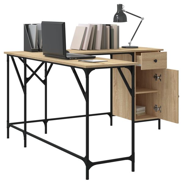 vidaXL Γραφείο Sonoma Δρυς 141 x 141 x 75 εκ. από Επεξεργασμένο Ξύλο