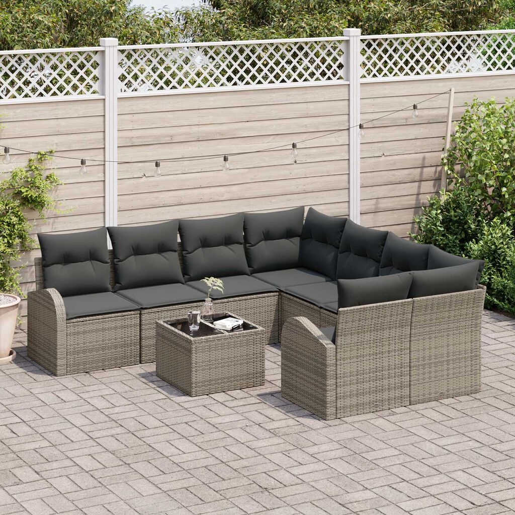 vidaXL Σετ Καναπέ Κήπου 9 pcs Γκρι και Σκούρο Γκρι 55 x 55 x 37 εκ