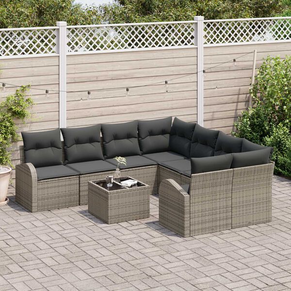 vidaXL Σετ Καναπέ Κήπου 9 pcs Γκρι και Σκούρο Γκρι 55 x 55 x 37 εκ