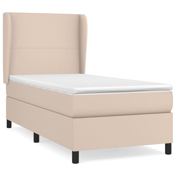 vidaXL Κρεβάτι Boxspring με Στρώμα Καπουτσίνο 90x190εκ.από Συνθ. Δέρμα