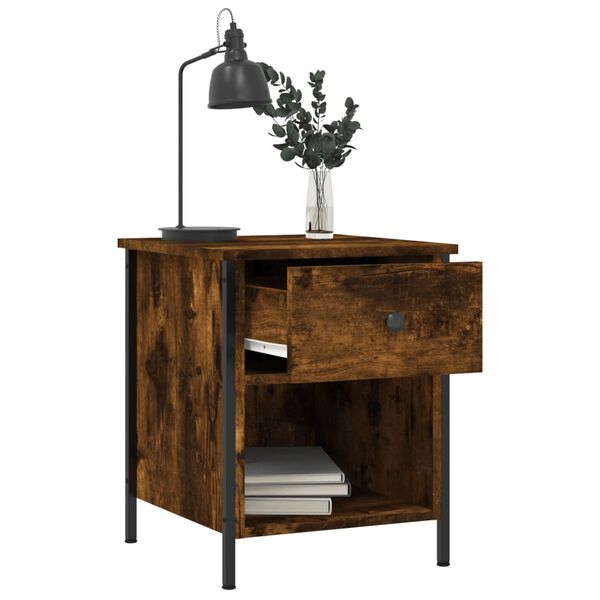 vidaXL Κομοδίνα 2 τεμ. Καπνιστή Δρυς 40x42x50 εκ. Επεξεργασμένο Ξύλο