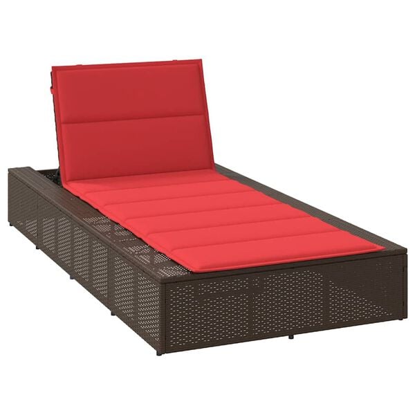 vidaXL Ξαπλώστρα με πλωτό μαξιλάρι Brown Poly Rattan