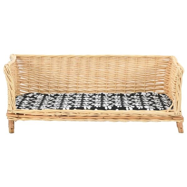 vidaXL Καλάθι Σκύλου με Μαξιλάρι 90x54x35 εκ. από Φυσικό Ξύλο Ιτιάς