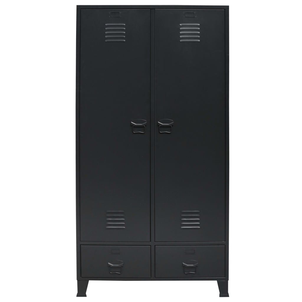 vidaXL Ντουλάπα με Βιομηχανικό Στιλ Μαύρη 90 x 40 x 180 εκ. Μεταλλική