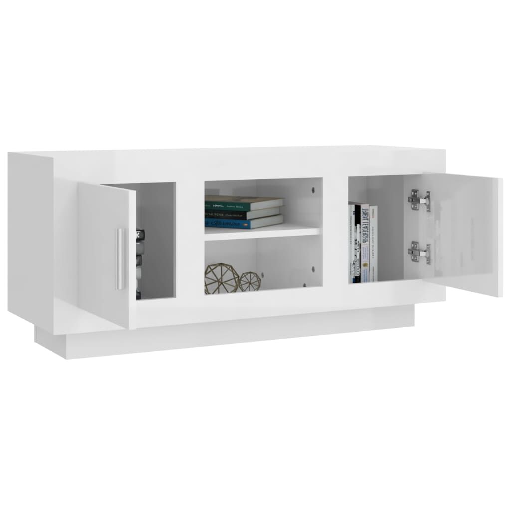 vidaXL Έπιπλο Τηλεόρασης Γυαλ. Λευκό 102x35x45 εκ. Επεξεργασμένο Ξύλο