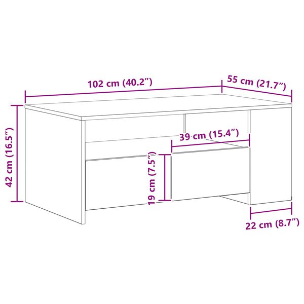 vidaXL Τραπεζάκι σαλονιού with Drawer Παλαιό ξύλο 102 x 55 x 43.5 εκ.