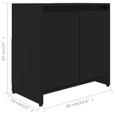 vidaXL Ντουλάπι Νιπτήρα Μαύρο 60 x 33 x 61 εκ. από Επεξ. Ξύλο