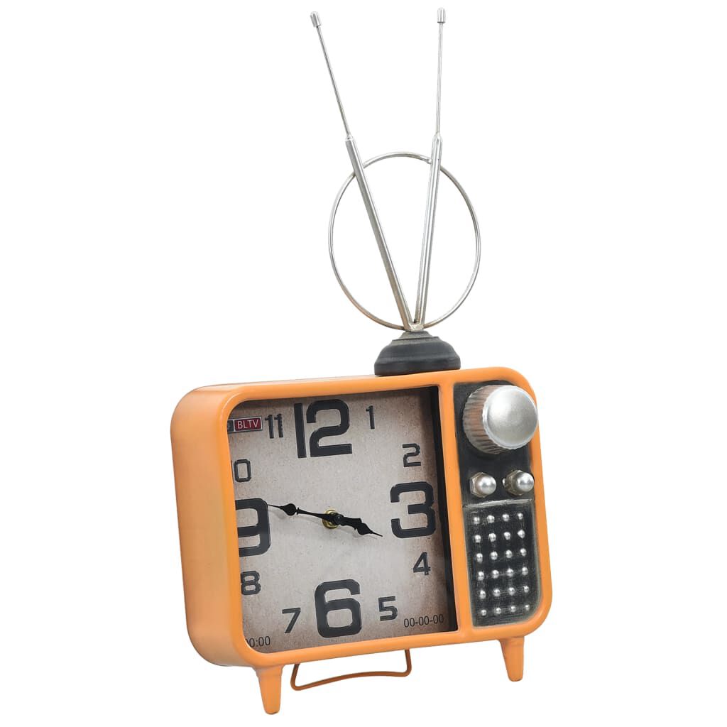 321479 vidaXL Table Clock Orange and Black 25x11x48 cm Iron and MDF