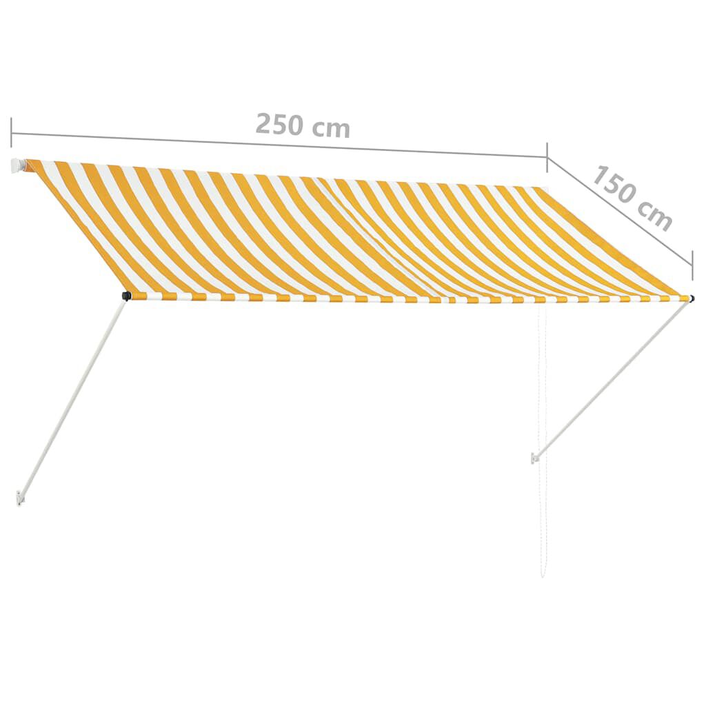vidaXL Τέντα Συρόμενη Κίτρινο / Λευκό 250 x 150 εκ.