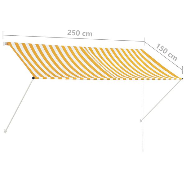 vidaXL Τέντα Συρόμενη Κίτρινο / Λευκό 250 x 150 εκ.
