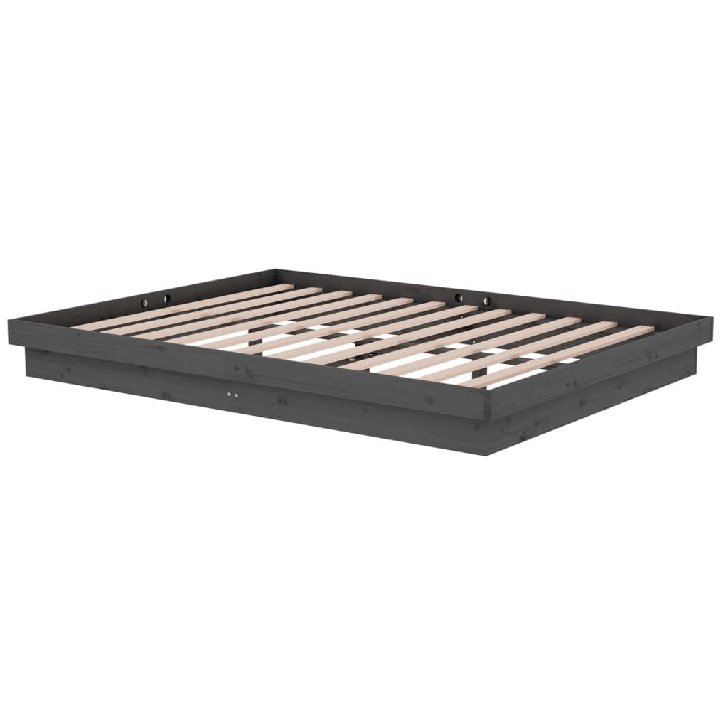 vidaXL Πλαίσιο Κρεβατιού Γκρι 150 x 200 εκ. Μασίφ Ξύλο King Size