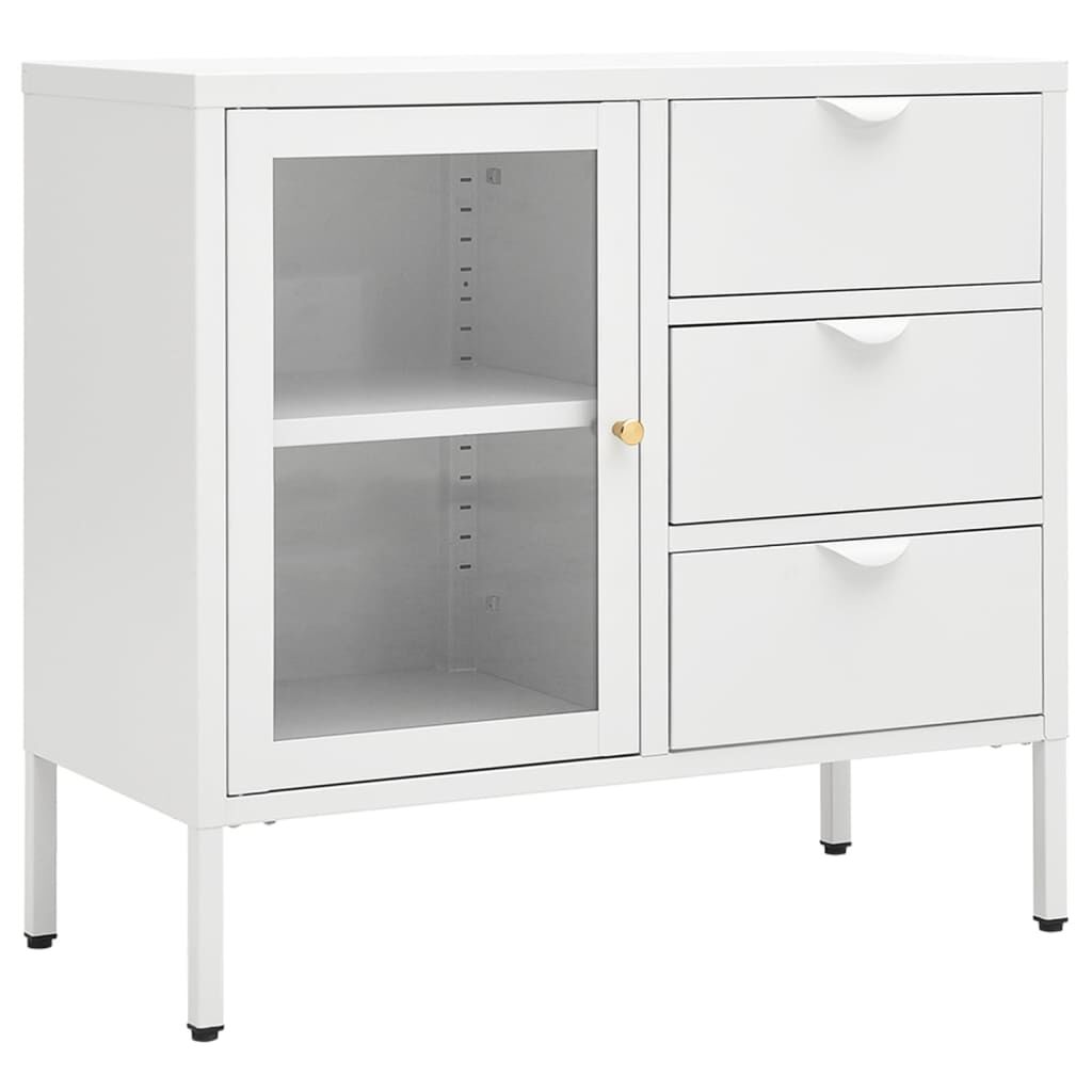 vidaXL Μπουφές Λευκός 75 x 35 x 70 εκ. από Ατσάλι και Ψημένο Γυαλί