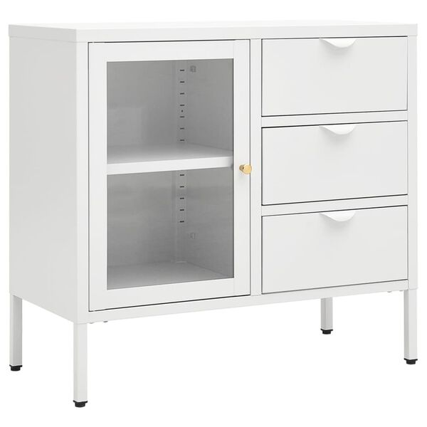 vidaXL Μπουφές Λευκός 75 x 35 x 70 εκ. από Ατσάλι και Ψημένο Γυαλί