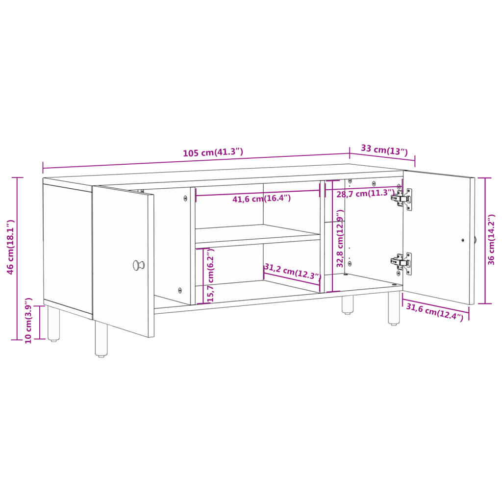 vidaXL Έπιπλο Τηλεόρασης 105 x 33 x 46 εκ. από Μασίφ Ξύλο Ακακίας