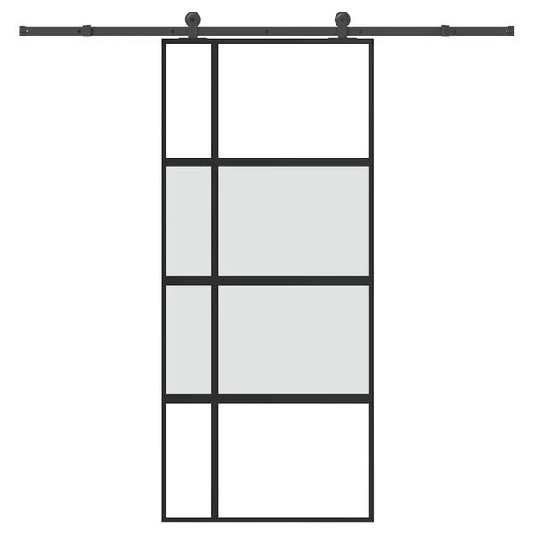 vidaXL Συρόμενη πόρτα με σετ υλικού 90x205 cm από γυαλί και αλουμίνιο