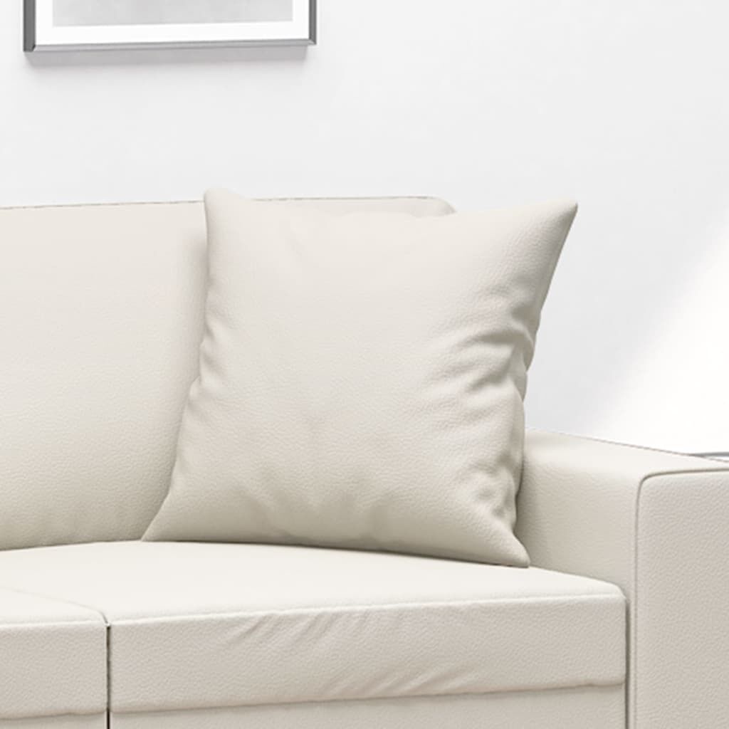 vidaXL Μαξιλάρια Διακοσμητικά 2 τεμ. Κρεμ 40 x 40 εκ. Συνθετικό Δέρμα