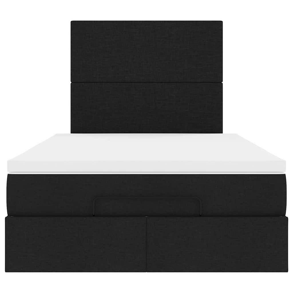 vidaXL Οθωμανικό κρεβάτι με στρώμα & LEDs Μαύρο 120x200 cm Ύφασμα