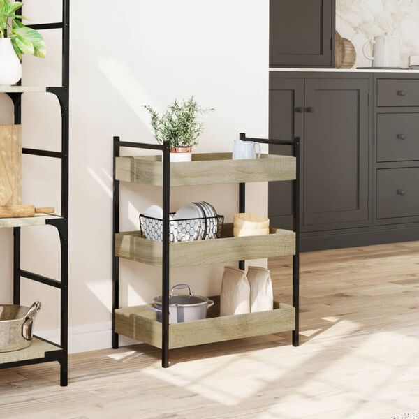 vidaXL Τρόλεϊ Κουζίνας Sonoma Δρυς 50x30x70 εκ. από Επεξεργασμένο Ξύλο