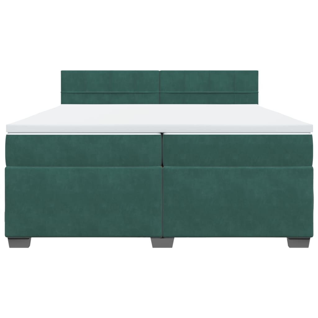 vidaXL Κρεβάτι Boxspring με Στρώμα Σκούρο Πράσινο 200x200εκ. Βελούδινο