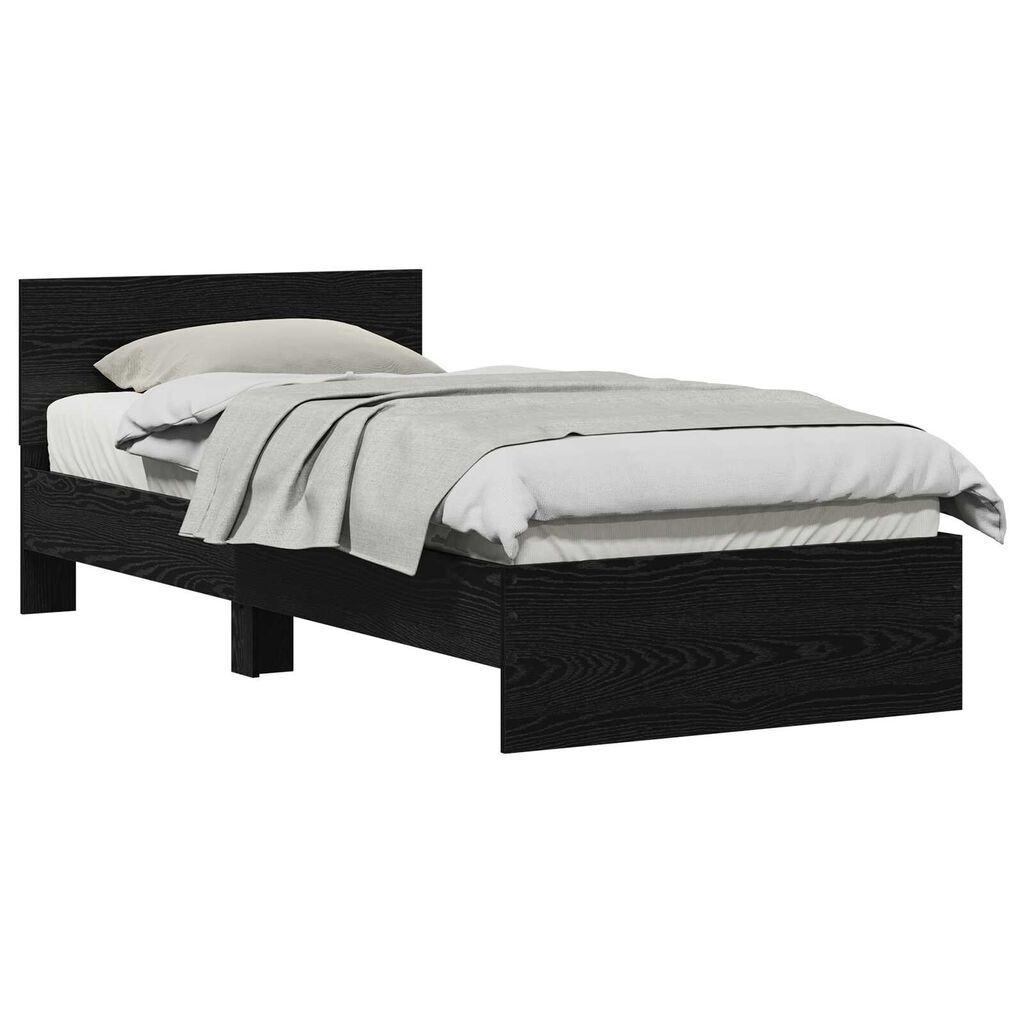 vidaXL Κρεβάτι με Υποκείμενο Μαύρη Δρυς 90x200 cm Επεξεργασμένο Ξύλο