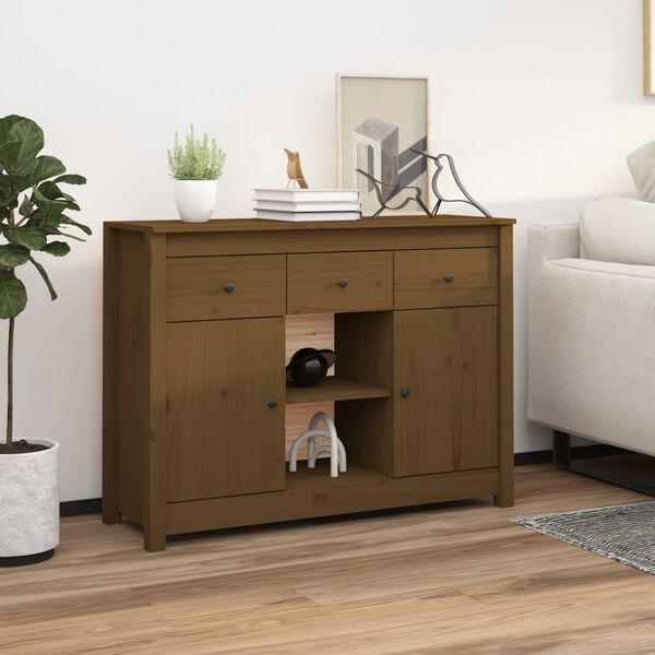 vidaXL Ντουλάπι Καφέ Μελί 100x35x74,5 εκ. από Μασίφ Ξύλο Πεύκου