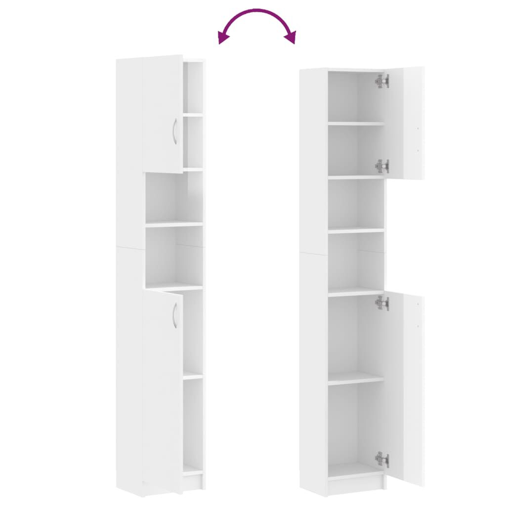 vidaXL Στήλη Μπάνιου Γυαλιστερό Λευκό 32 x 25,5 x 190 εκ. Επεξ. Ξύλο