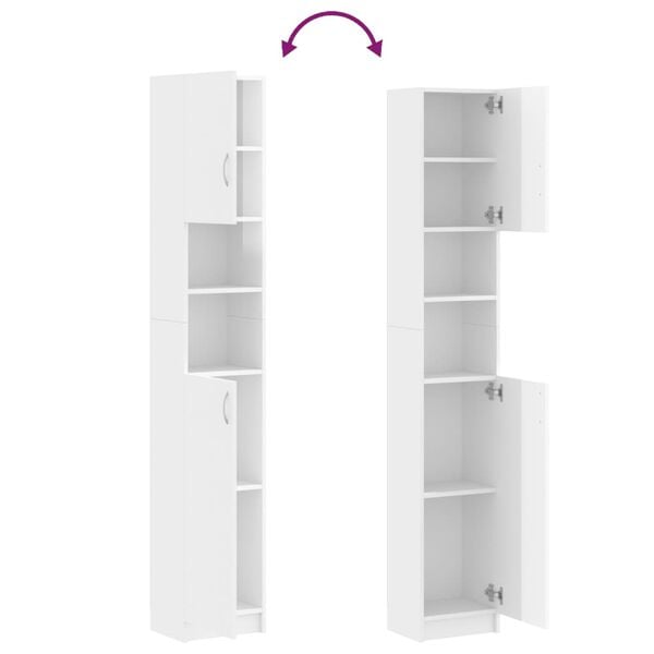 vidaXL Στήλη Μπάνιου Γυαλιστερό Λευκό 32 x 25,5 x 190 εκ. Επεξ. Ξύλο
