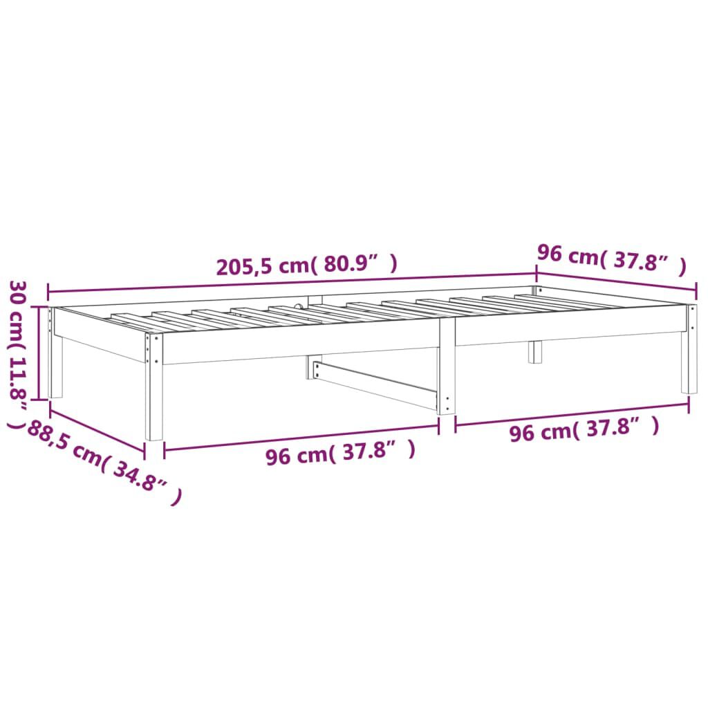 vidaXL Καναπές Κρεβάτι Χωρίς Στρώμα Λευκό 90x200 εκ. Μασίφ Ξύλο Πεύκου