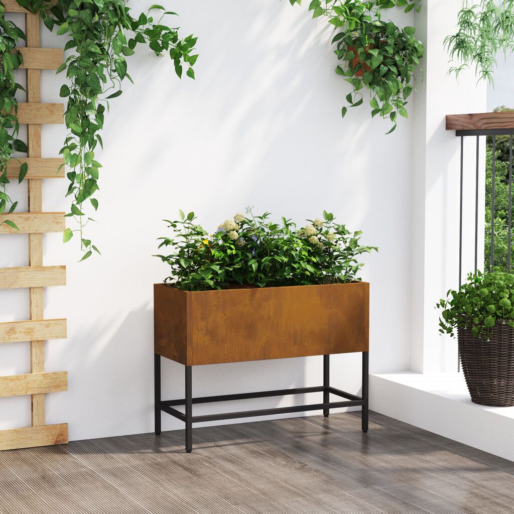 vidaXL Αναψυκτικο Κήπου 60x26x45 εκ Κατεστραμμένο Χάλυβα