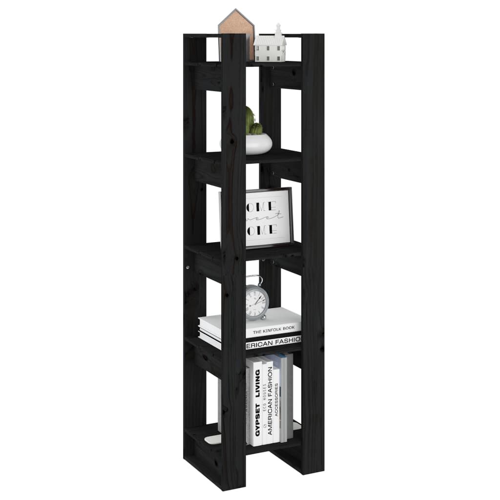 vidaXL Βιβλιοθήκη/Διαχωριστικό Χώρου Μαύρο 41x35x160 εκ. Μασίφ Πεύκο