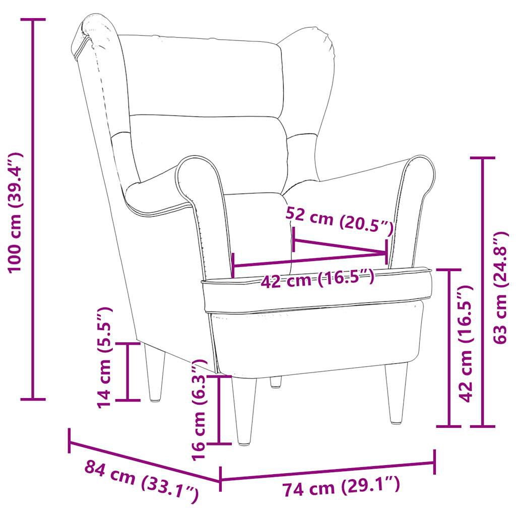 vidaXL πολυθρόνα τζιν μπλε 74x84x100 cm ύφασμα